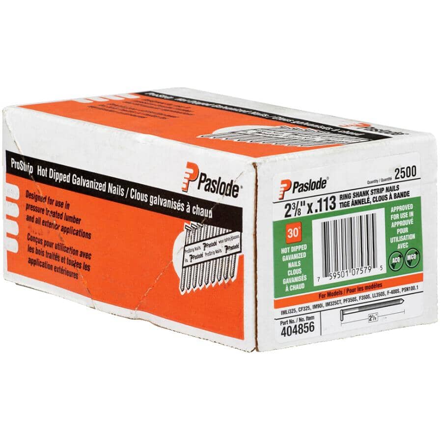 2500 Pack 2-3/8" Galvanized Ring Shank Frame Nails