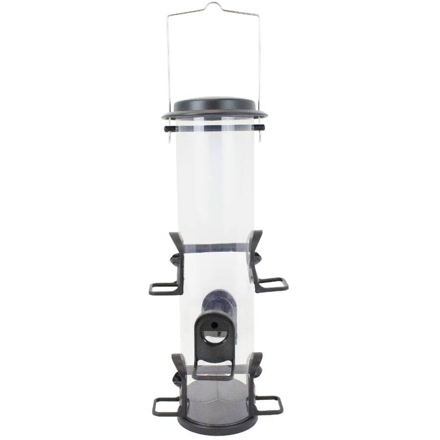 2-In-1 Swivel Tube Bird Feeder - Black, 4 lb Capacity