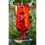 Antique Glass Bottle Hummingbird Feeder - Red, 16 oz