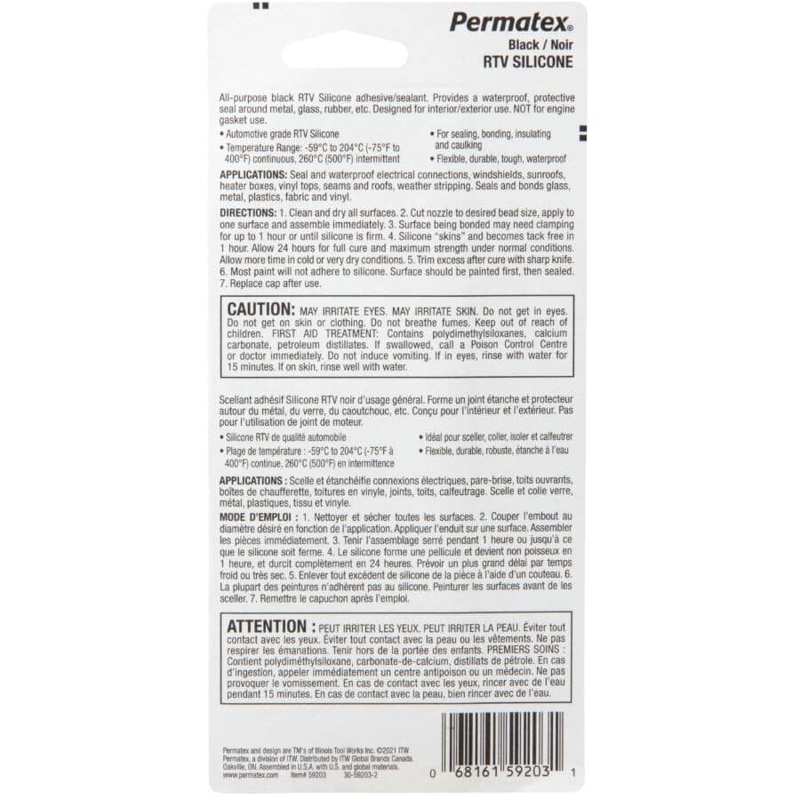 Black RTV Silicone Adhesive Sealant - 80 ml