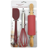 3 Piece Mini Silicone Baking Tool Set - Red