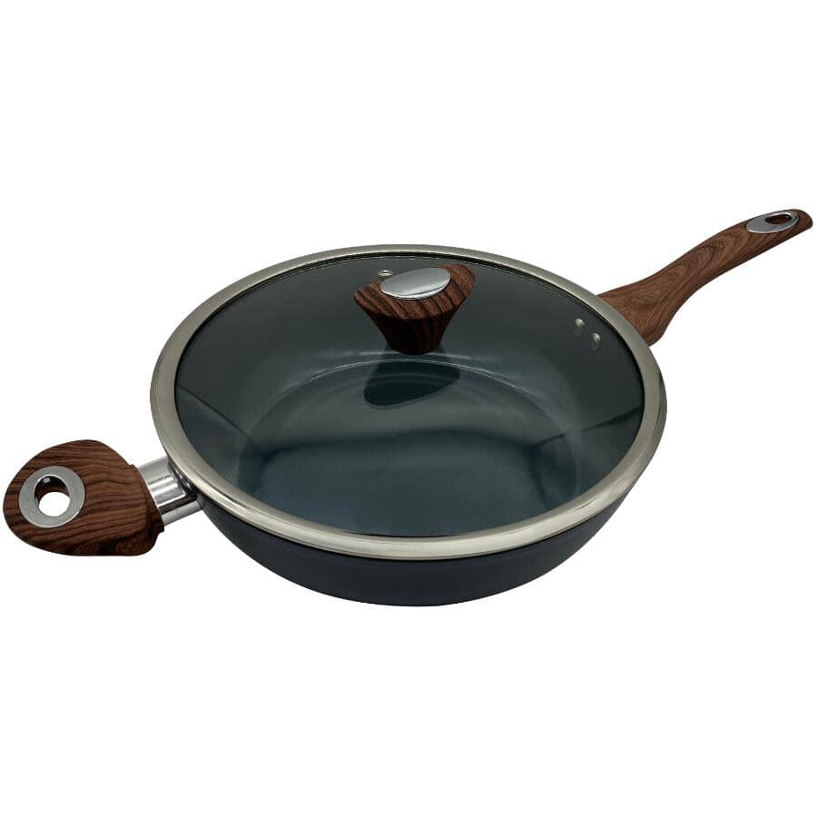 Grove Non-Stick Deep Frypan with Glass Lid - Smoked Grey, 11"/28cm