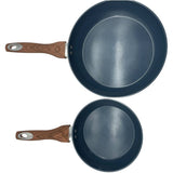 Grove Non-Stick Frypan Set with Wood Handles - Navy, 2 Piece
