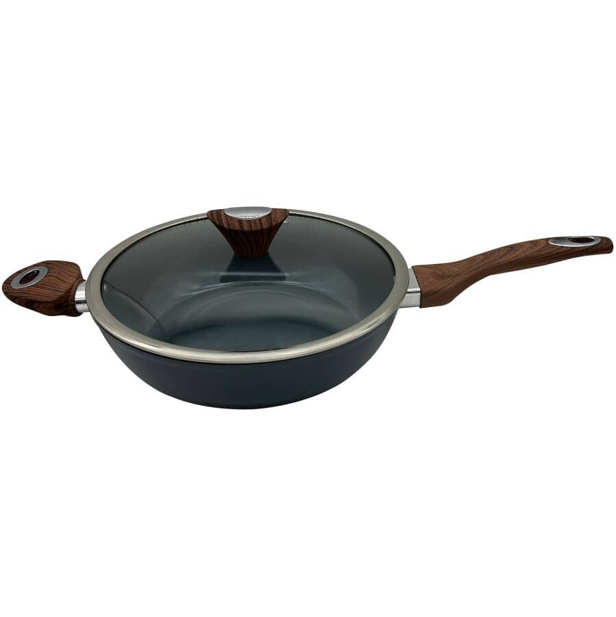 Grove Non-Stick Deep Frypan with Glass Lid - Smoked Grey, 11"/28cm
