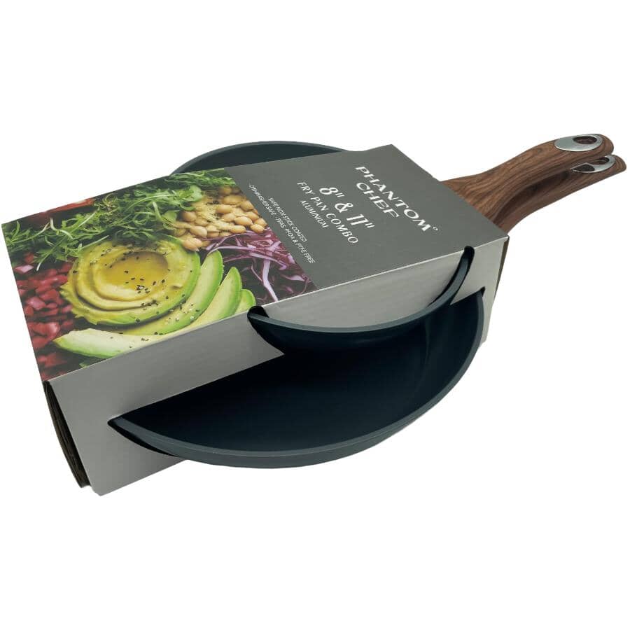 Grove Non-Stick Frypan Set with Wood Handles - Smoked Grey, 2 Piece