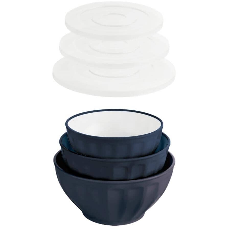 Plastic Mixing Bowl Set with Lids - 6 Piece