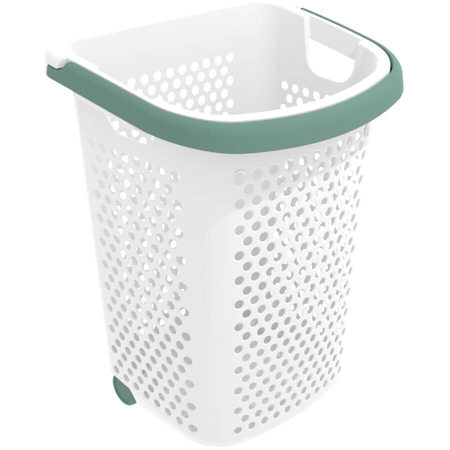 Rolling Laundry Hamper - White, 60 L