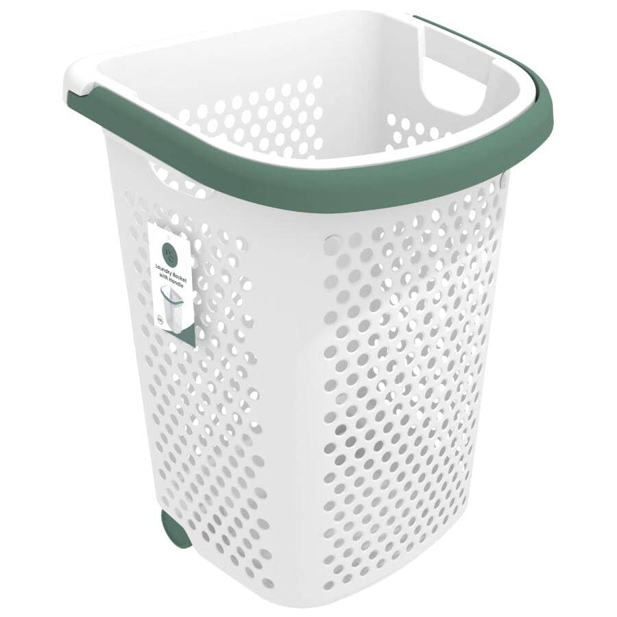 Rolling Laundry Hamper - White, 60 L