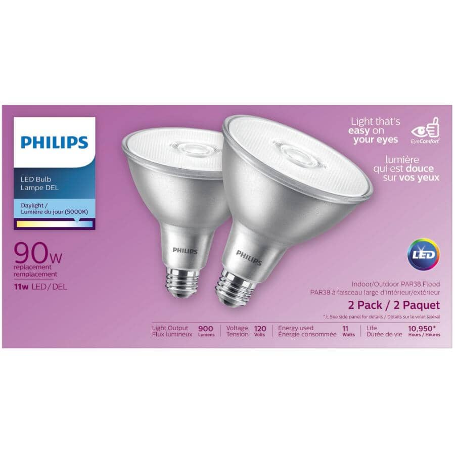 11W PAR38 Medium Base Daylight LED Light Bulbs - 2 Pack