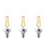 2W B11 Candelabra Base Soft White Warm Glow Dimmable LED Light Bulbs - 3 Pack