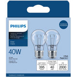 40W A15 Medium Base Clear Appliance Light Bulbs - 2 Pack