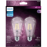 4.5W ST19 Medium Base Daylight LED Light Bulbs - Clear Glass, 2 Pack
