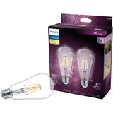 4.5W ST19 Medium Base Soft White LED Light Bulbs - Clear Glass, 2 Pack