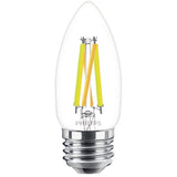5W B11 Medium Base Soft White Warm Glow Dimmable LED Light Bulbs - 3 Pack