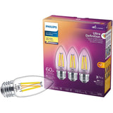 5W B11 Medium Base Soft White Warm Glow Dimmable LED Light Bulbs - 3 Pack
