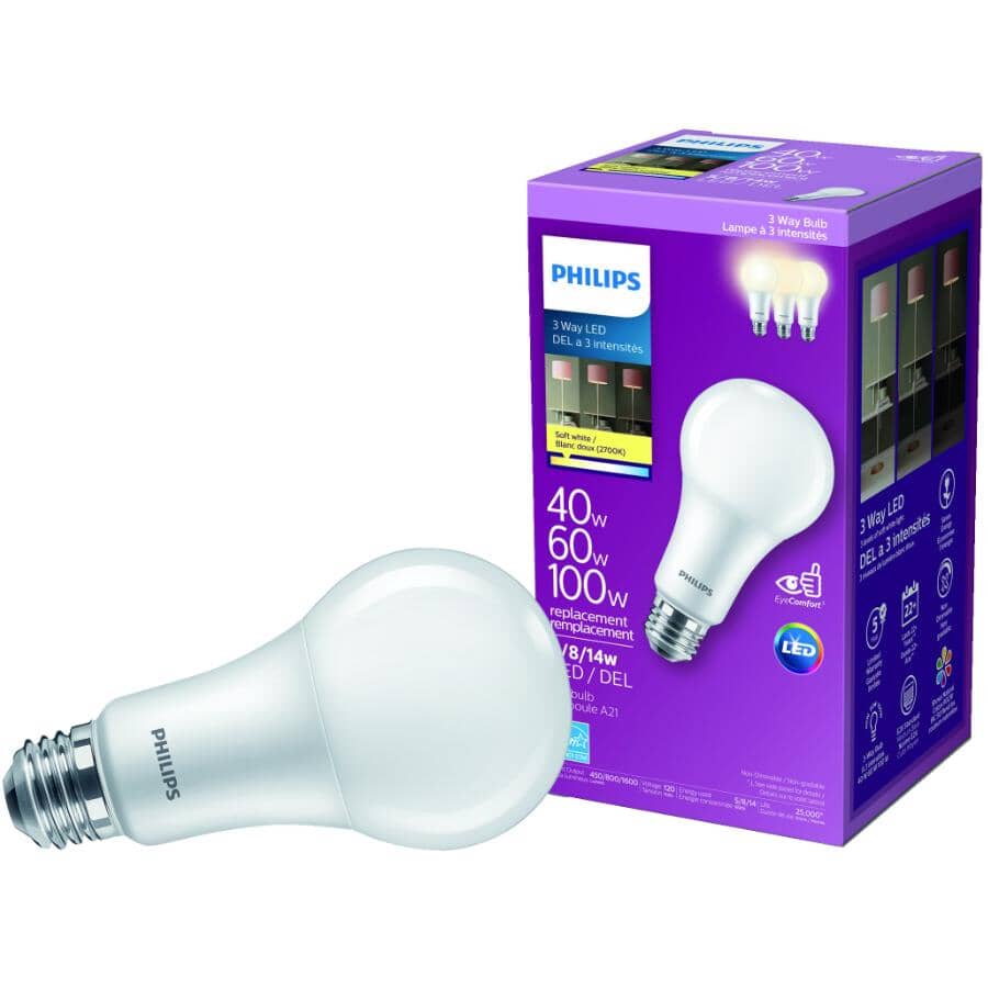 5W/8W/14W A21 Medium Base Warm White LED Tri-light Bulb