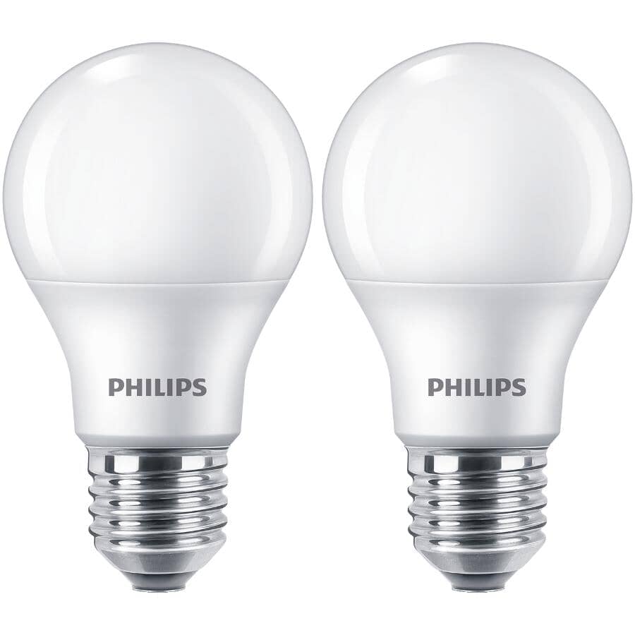 7W A19 Medium Base Soft White LED Light Bulbs - 2 Pack