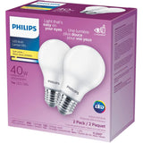 7W A19 Medium Base Soft White LED Light Bulbs - 2 Pack