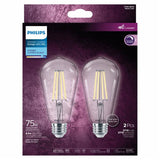 8.8W ST19 Medium Base Daylight LED Light Bulbs - Clear Glass, 2 Pack