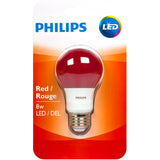 8W A19 Medium Base Non-Dimmable Red LED Light Bulb