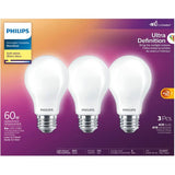 8W Ultra Definition A19 WarmGlow Soft White Dimmable LED Light Bulbs - 3 Pack