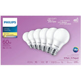 9W A19 Medium Base Soft White LED Light Bulbs Non-Dimmable - 6 Pack