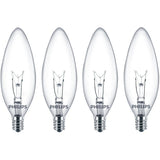 DuraMax 40W B10 Candelabra Base Clear Chandelier Light Bulbs - 4 Pack