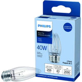 DuraMax 40W B13 Medium Base Clear Chandelier Light Bulbs - 2 Pack