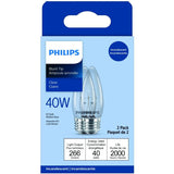 DuraMax 40W B13 Medium Base Clear Chandelier Light Bulbs - 2 Pack