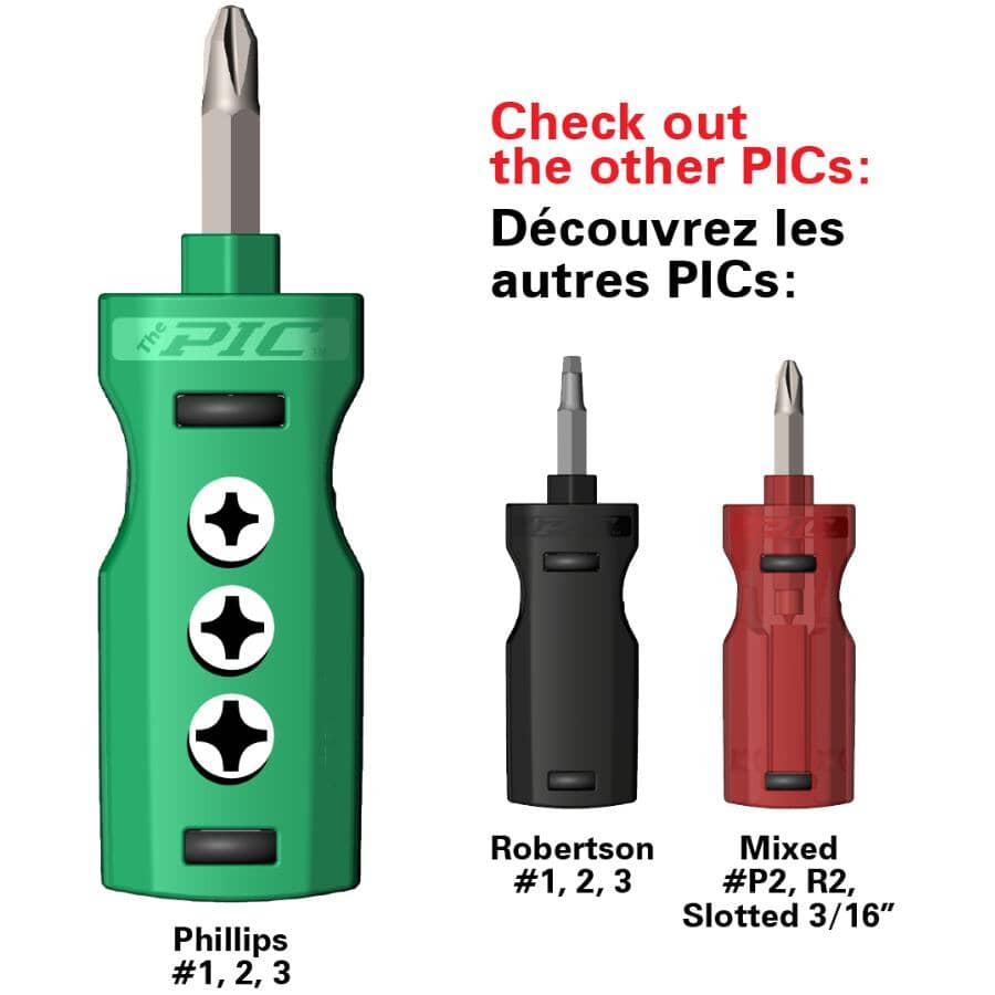 The Pic 3-Piece Phillips Multi-Bit Screwdriver Set