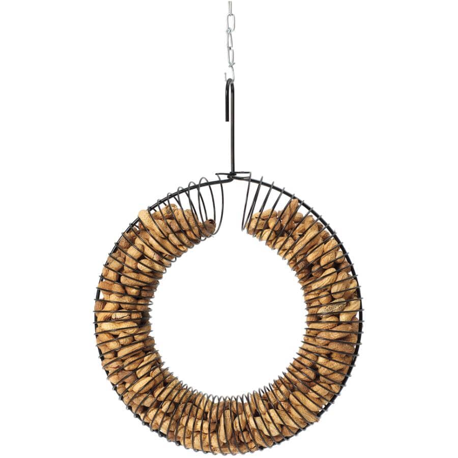 Coil Wreath Peanut Bird Feeder - Black