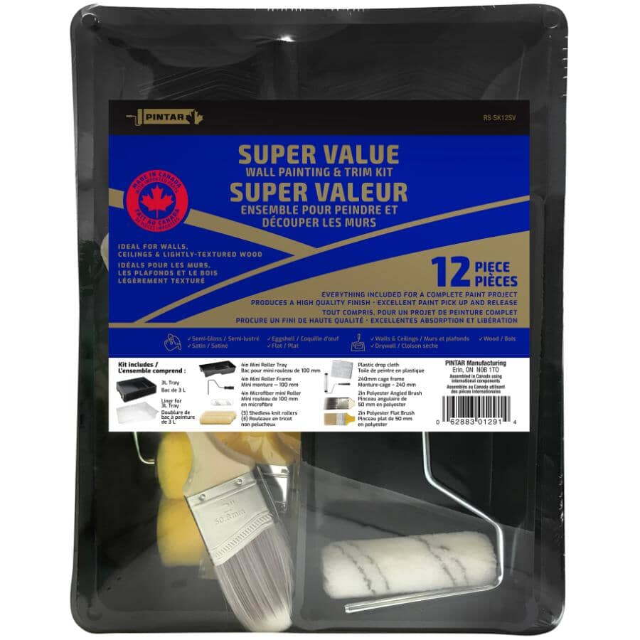 Super Value Wall Painting & Trim Kit - 9.5"/240 mm, 12 Pieces