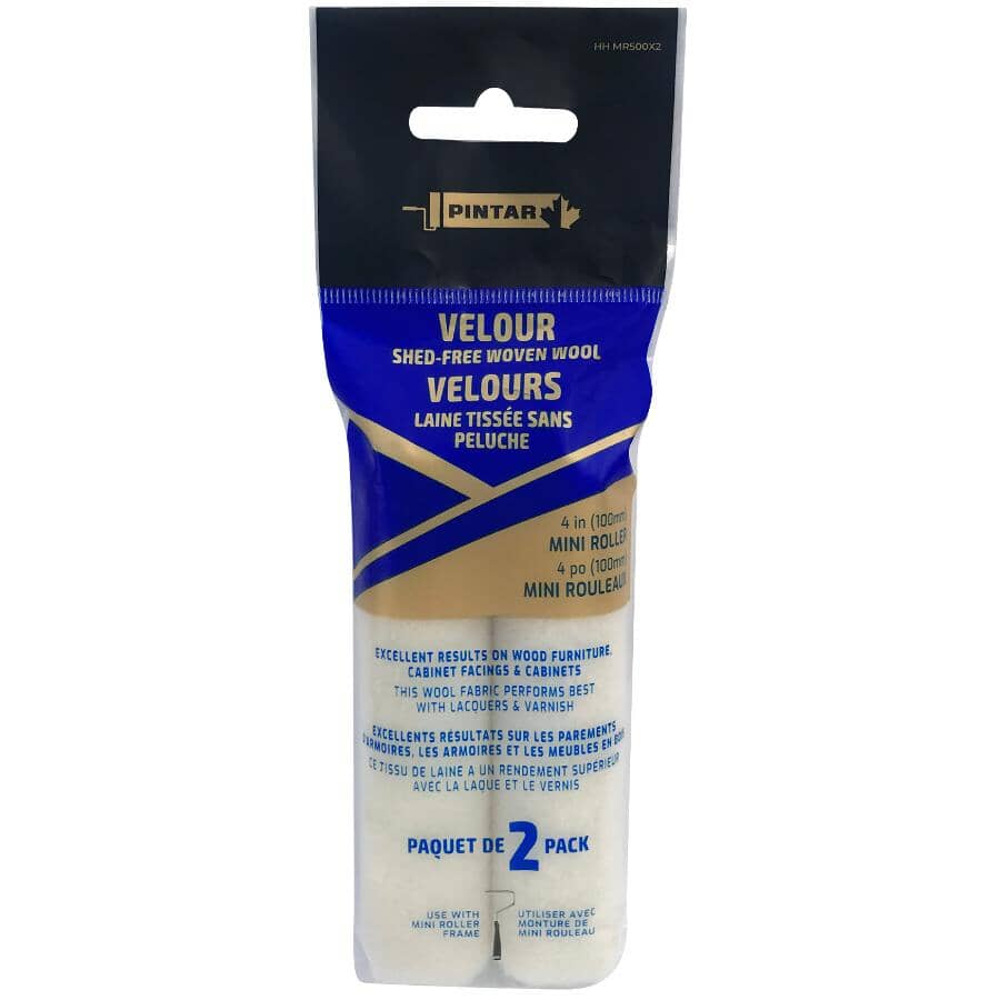 Velour Mini Paint Roller - 100 mm, 2 Pack