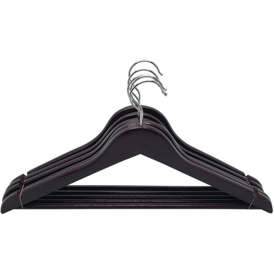 Wooden Mahogany Clothes Hangers - 5 Pack