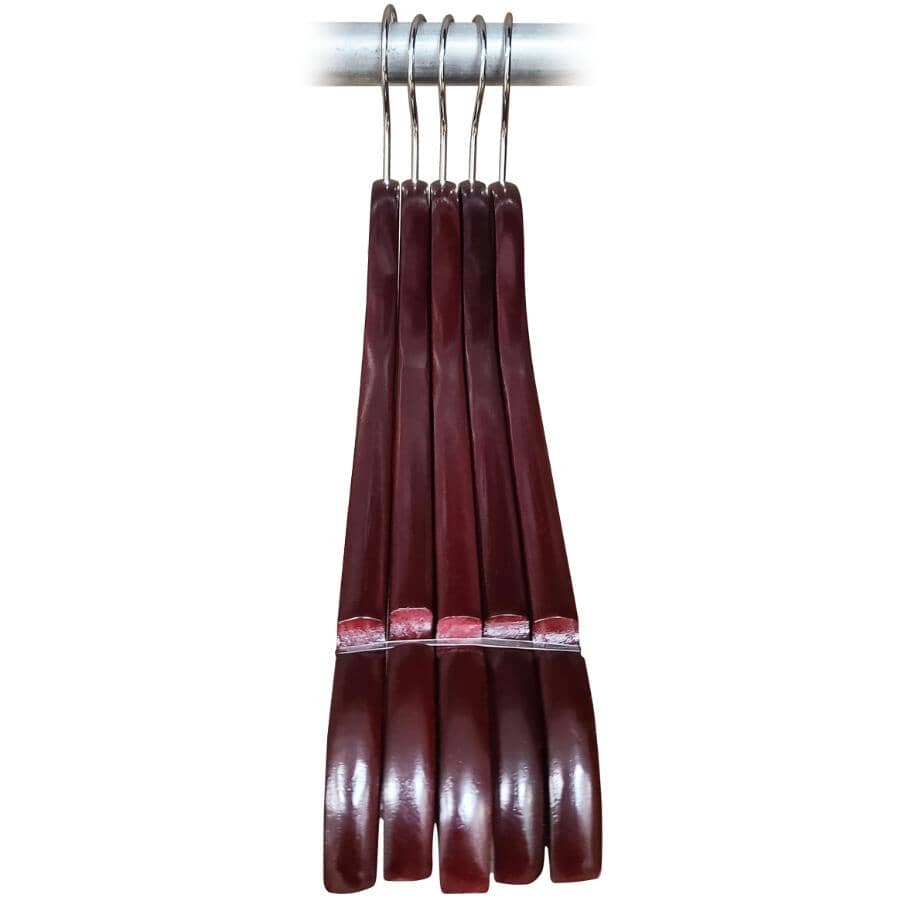 Wooden Mahogany Clothes Hangers - 5 Pack