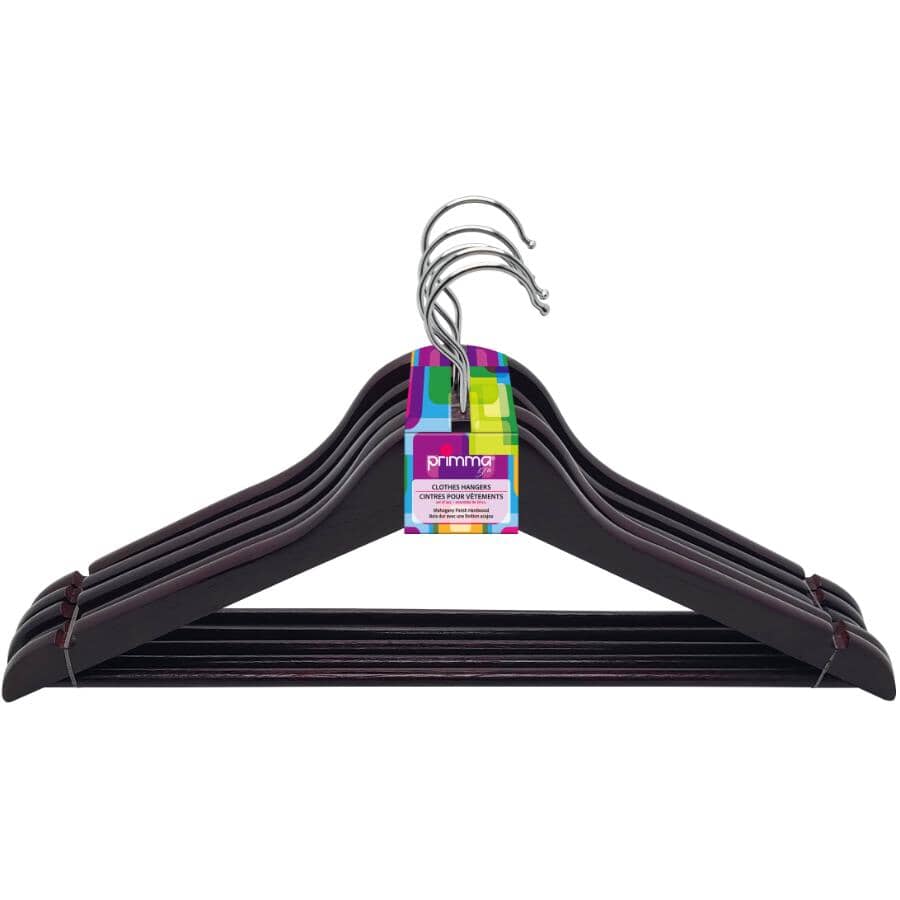 Wooden Mahogany Clothes Hangers - 5 Pack