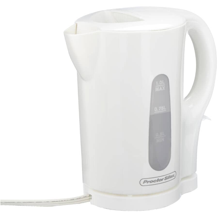 Cordless Kettle - White, 1000W, 1 L