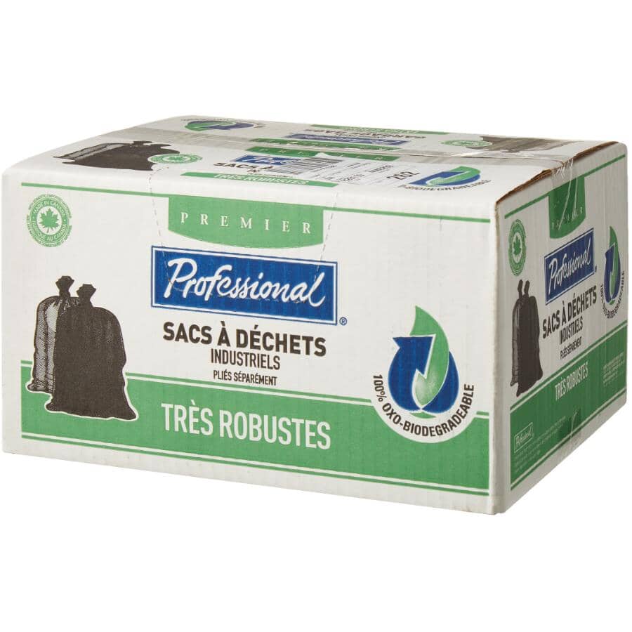 125 Pack 26" x 36" 1.3 Mil Extra Strong Black Oxo-Biodegradable Garbage Bags