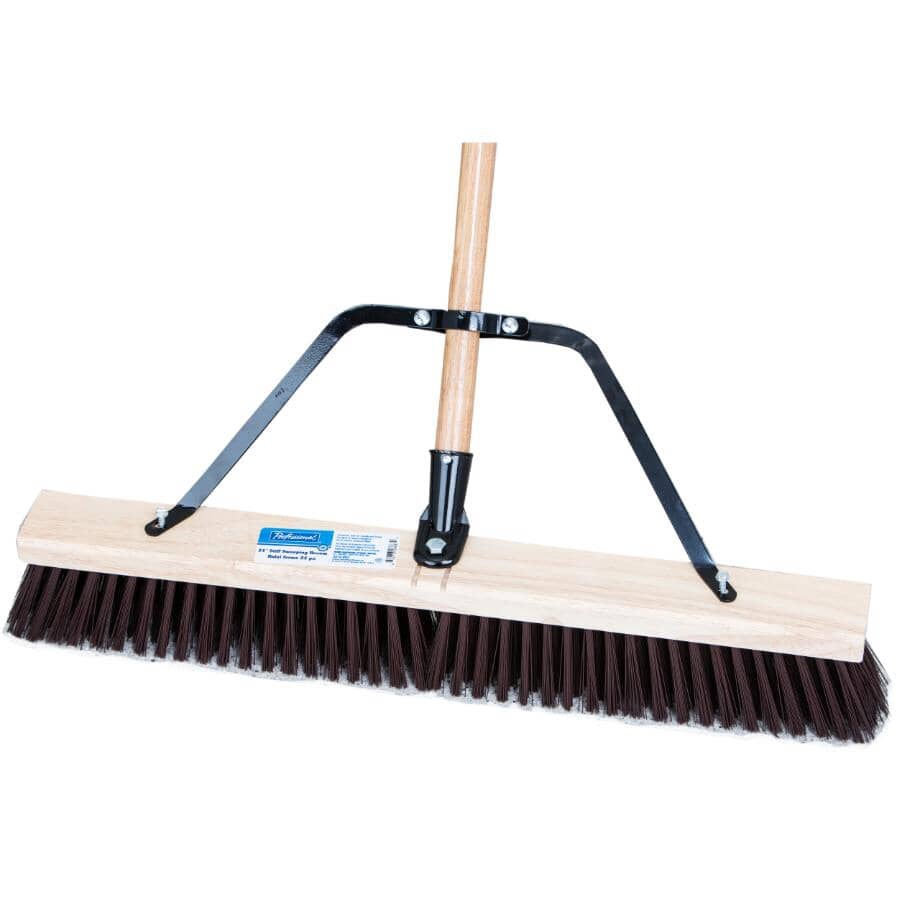 24" Contractor Stiff Push Broom - with 60" Handle