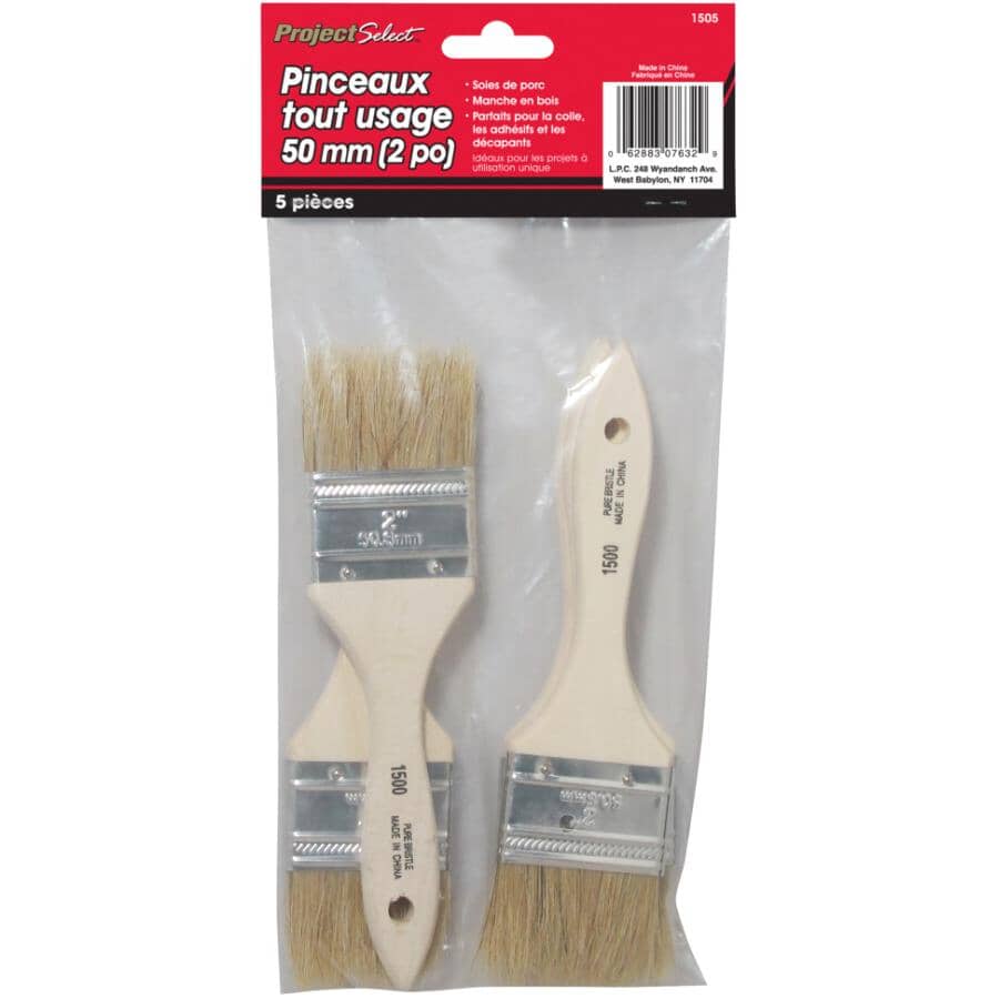 Disposable Chip Brushes - 2"/50 mm, 5 Pack