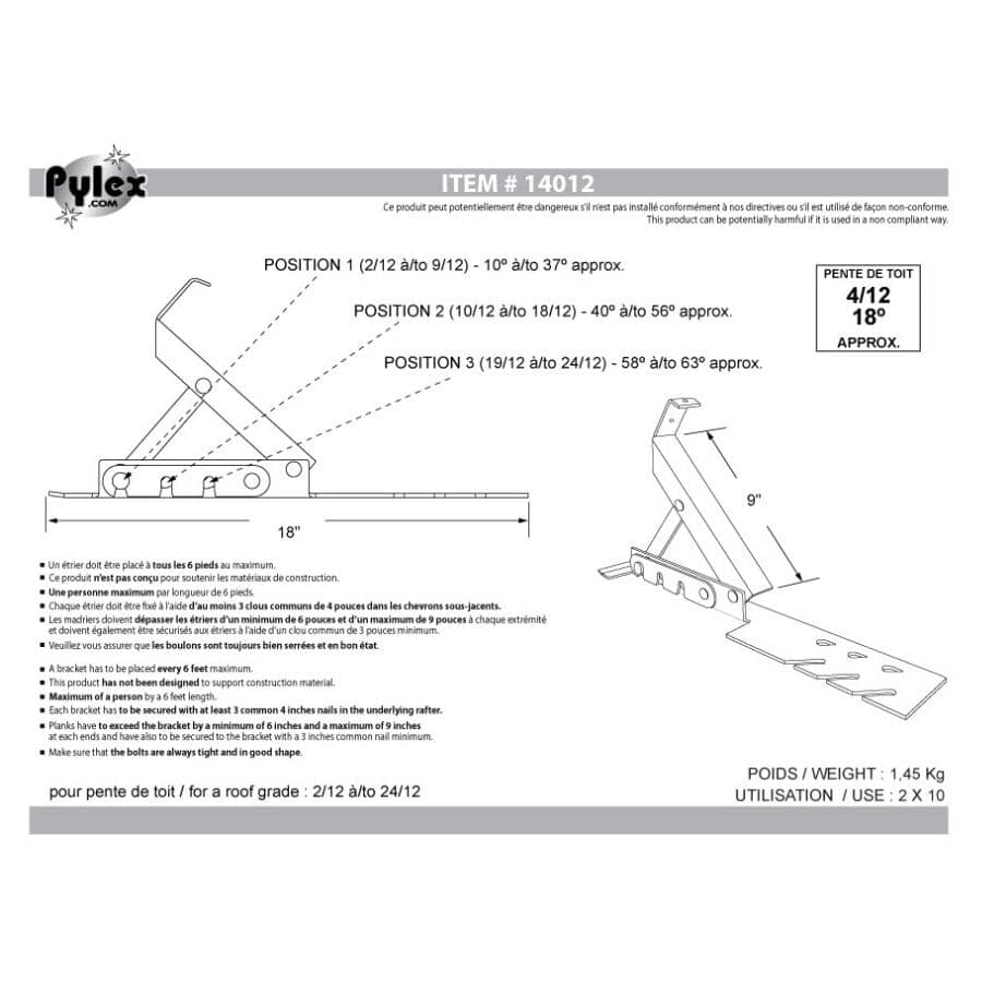 3 Position Adjustable Roof Jack Bracket