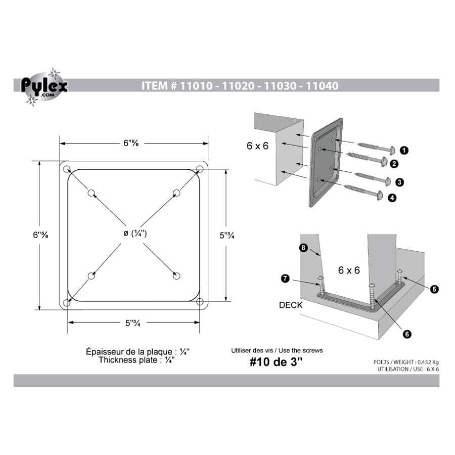 6" x 6" Black Fixplak Connector