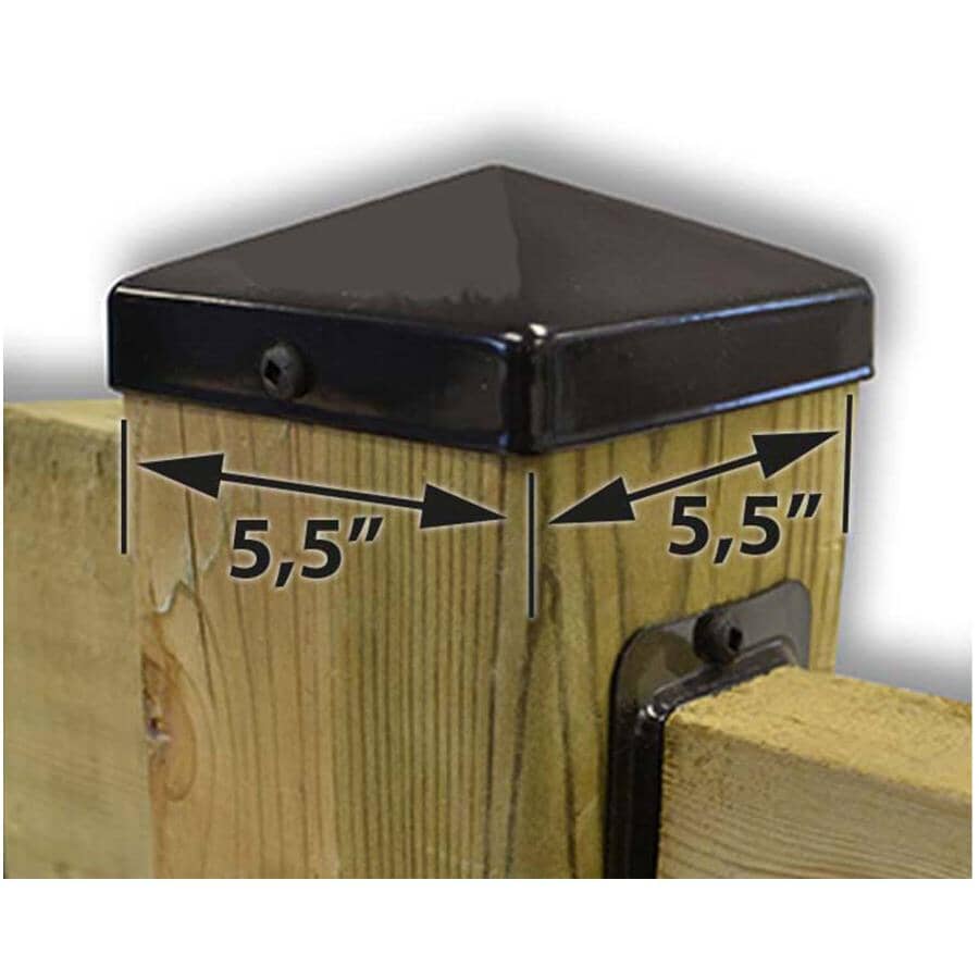 6" x 6" Black Steel Fence Post Cap