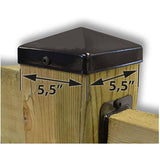 6" x 6" Black Steel Fence Post Cap