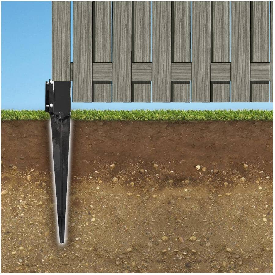 Ecospike Ground Spike - Black, for 4" x 4" Post