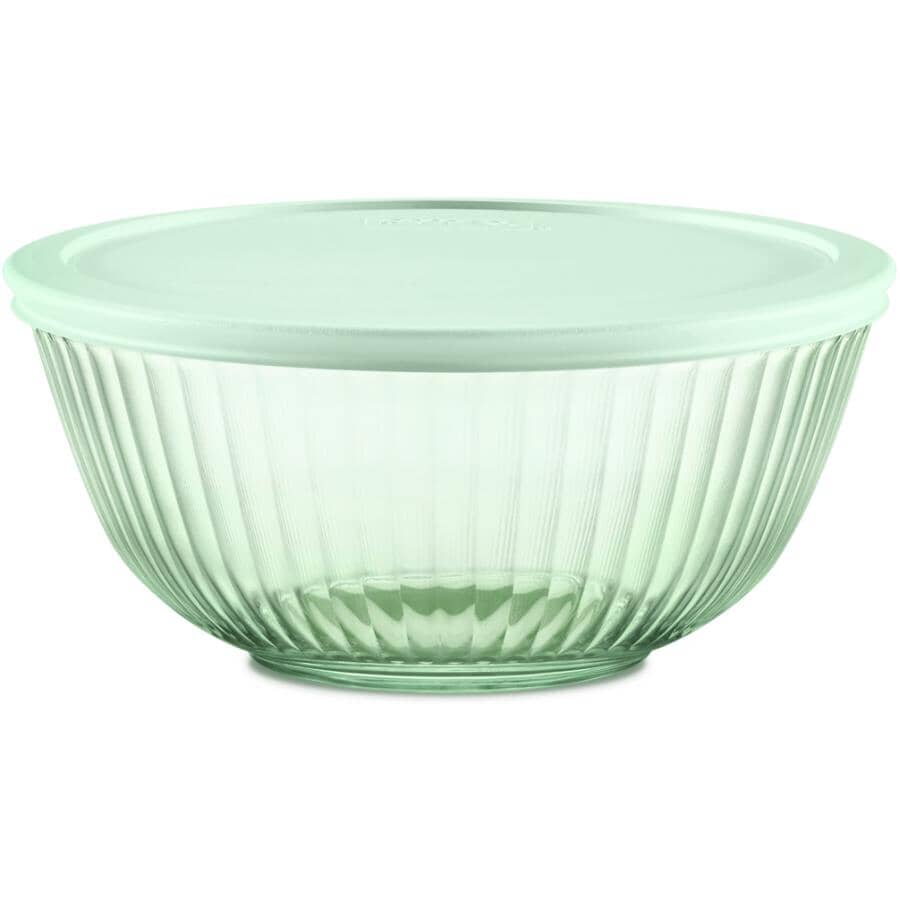 Sculpted Tinted Glass Bowl with Lid - 2.3 Qt, Green