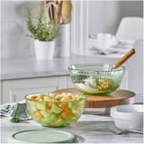 Sculpted Tinted Glass Bowl with Lid - 2.3 Qt, Green