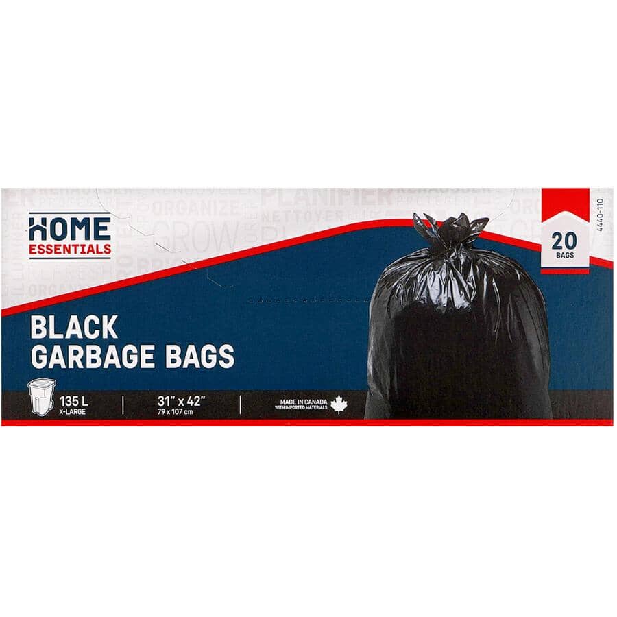 31" x 42" Black Garbage Bags - 20 Pack