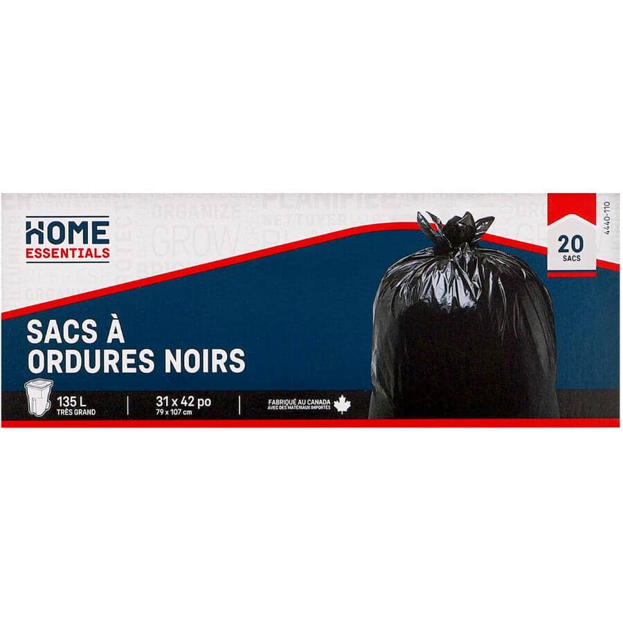 31" x 42" Black Garbage Bags - 20 Pack