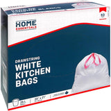20" x 21" Drawstring White Garbage Bags- 50 Pack